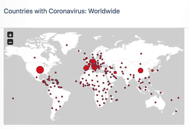 Mapa países con Coronavirus: Mundialmente