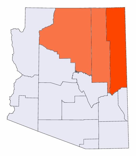 Native american majority and plurality Arizona county map