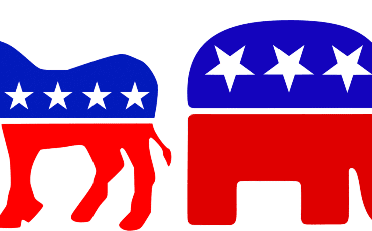 Democrat and Republican party logos