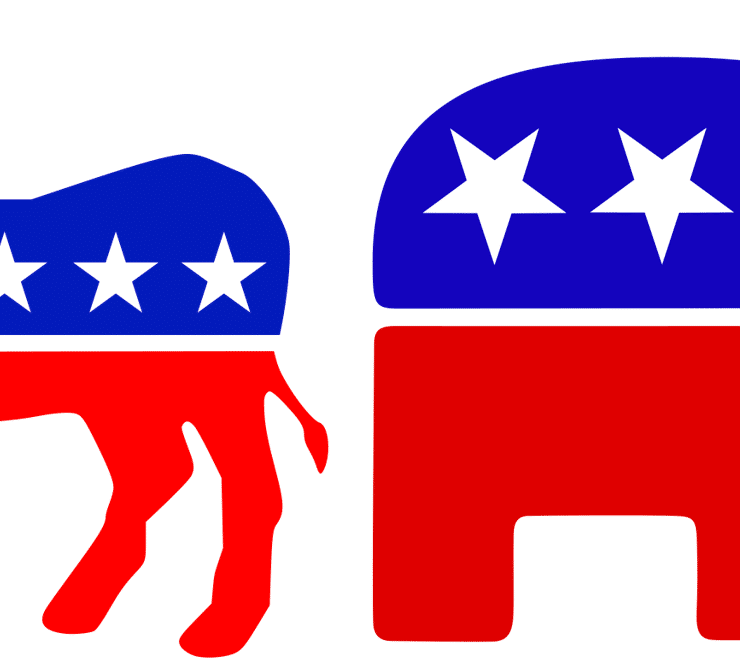 Democrat and Republican party logos