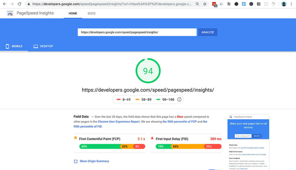 informe Google Page Speed- actualización  google
