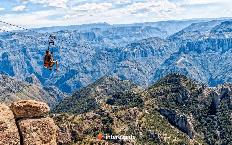 Zip line in Cooper Canyon, Chihuahua