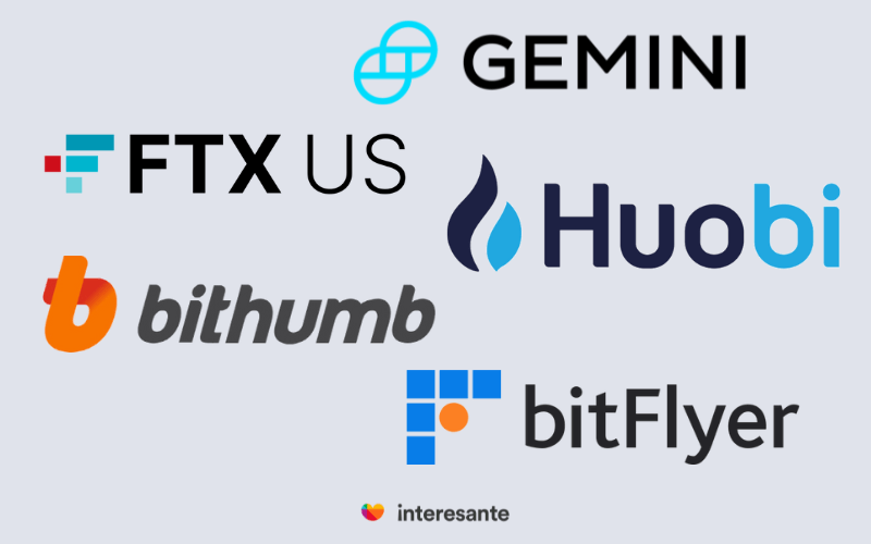 Crypto Exchanges: Gemini, Huobi, bitFlyer,  FTX US and bithumb