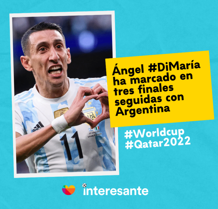 Angel DiMaria ha marcado en tres finales seguidas con Argentina CopaMundial